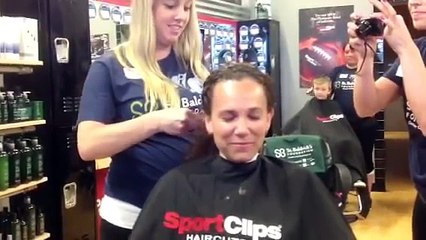 Lauren cuts her hair for St Baldrick's Foundation