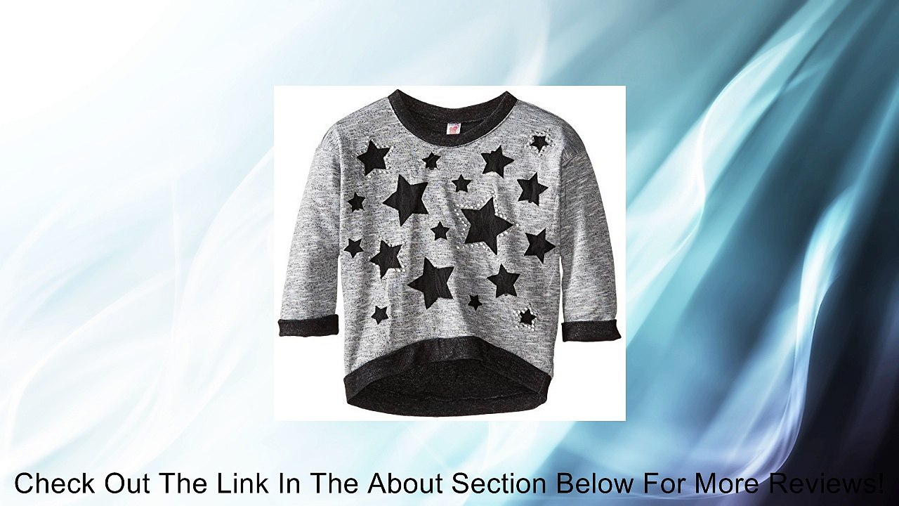 Beautees Big Girls' Pullover with Stars, Heather Grey/Black, Small Review