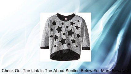 Beautees Big Girls' Pullover with Stars, Heather Grey/Black, Small Review