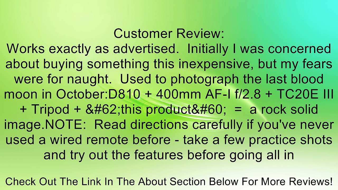 FotoTech Wired Remote Shutter Release RM-S1AM Replacement for Sony Alpha A77, A65, A57, A100, A200, A300, A350, A500, A550, A560, A580, A700, A850, A900, A55, A37, SLT A33, SLT A35, SLT A37, SLT A55, SLT A65, SLT a77 with FotoTech Velvet Bag Review