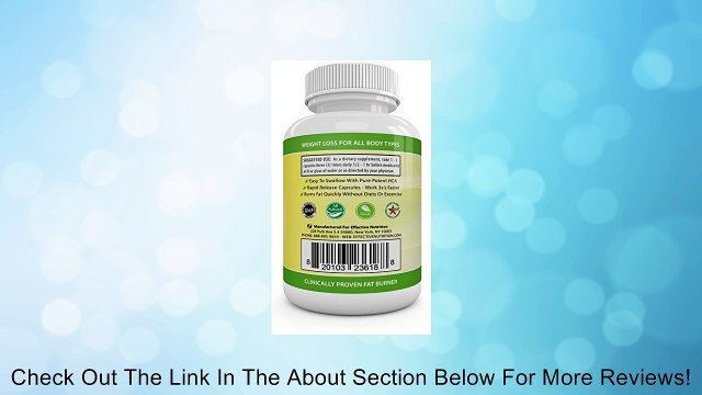 Effective 100% PURE GARCINIA CAMBOGIA Extract - As Seen On TV - RAPID FAT BURNER - Proven Premium Formula - FAST WEIGHT LOSS - Diet Pills - 4500 mg Daily - Pure POTENT 80% HCA - Plus Appetite Suppressant - 100% LIFETIME GUARANTEE - 60 Pure Veggie Capsul