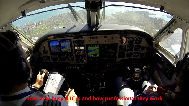 King Air B100 landing at JFK airport - cockpit view!
