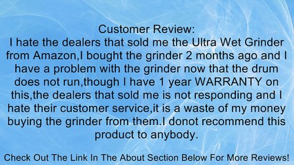 Wet Grinder - 1.25 Liter 110 Volts Review