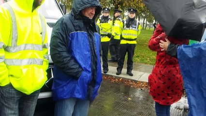 GMC SIERRA driving vehicles into protesters