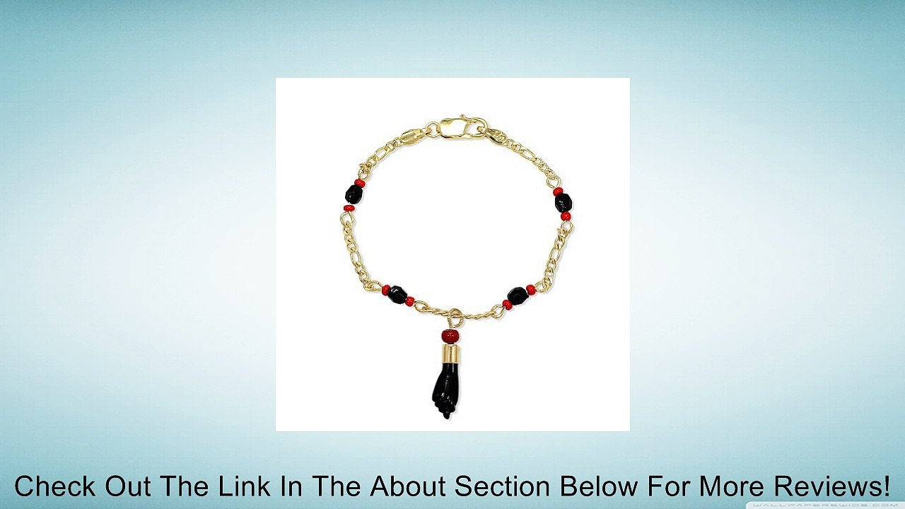 Gold Plated 18k Charm Amulet Figa Hand Azabache Kabbalah Bracelet Protection 5.5" Review