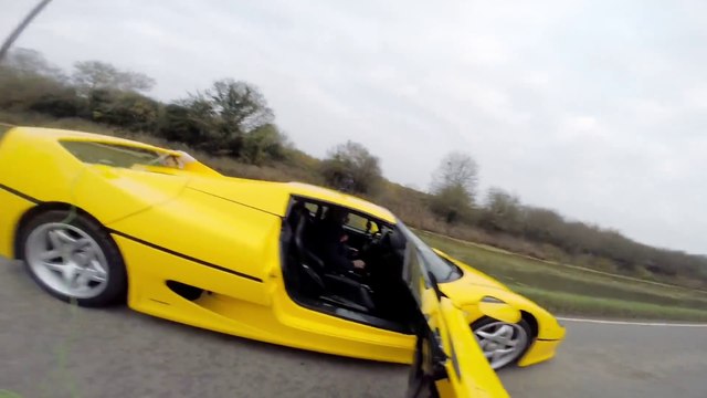 Wakeboarder in a drainage ditch pulled by F50 Ferrari car!