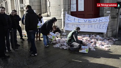 Porc. Des éleveurs vident les rayons du magasin Lidl à Quimper