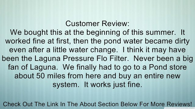 Laguna Pressure-Flo UVC Lamp for Laguna Pressure-Flo Filter 700 and 1400 Review