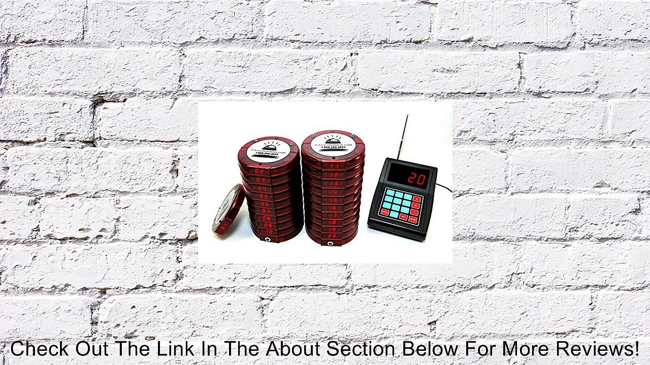 Pager Genius 20 Digital Restaurant Coaster Red Pagers / Guest Table Waiting Paging System Review
