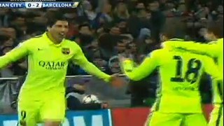 Suarez Second Goal - Manchester City vs FC Barcelona 0-2 / 24/02/2014