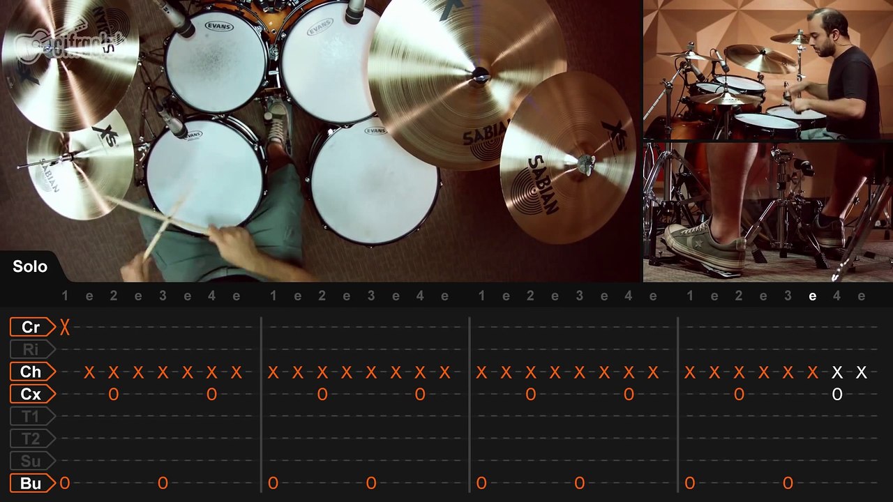 T.N.T. - AC_DC (drum lesson - aula de bateria)