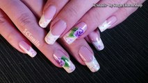 Nail Art Tutorial; Simple French Manicure W  One Stroke Rose HOT HOT