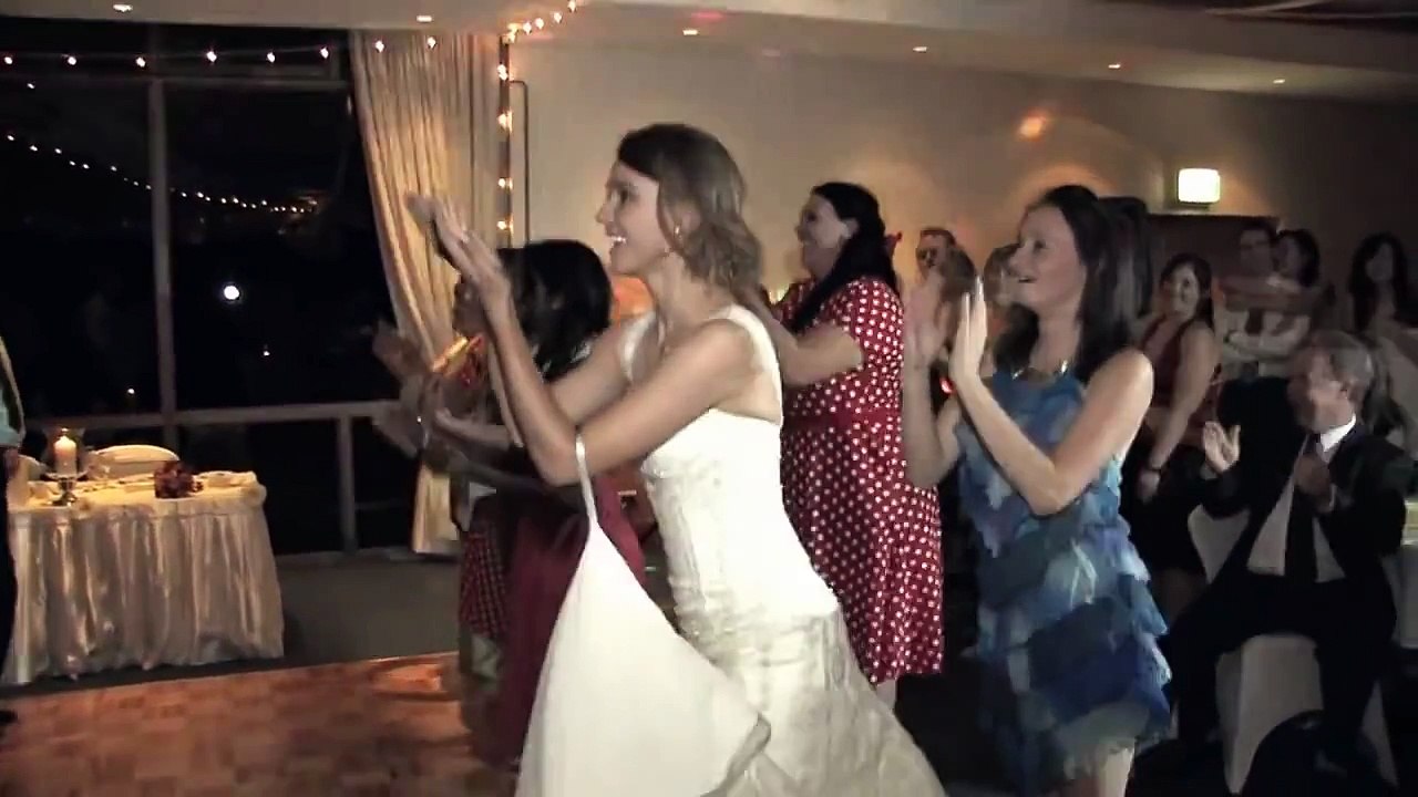 American bride & groom dancing to Bollywood song at their wedding