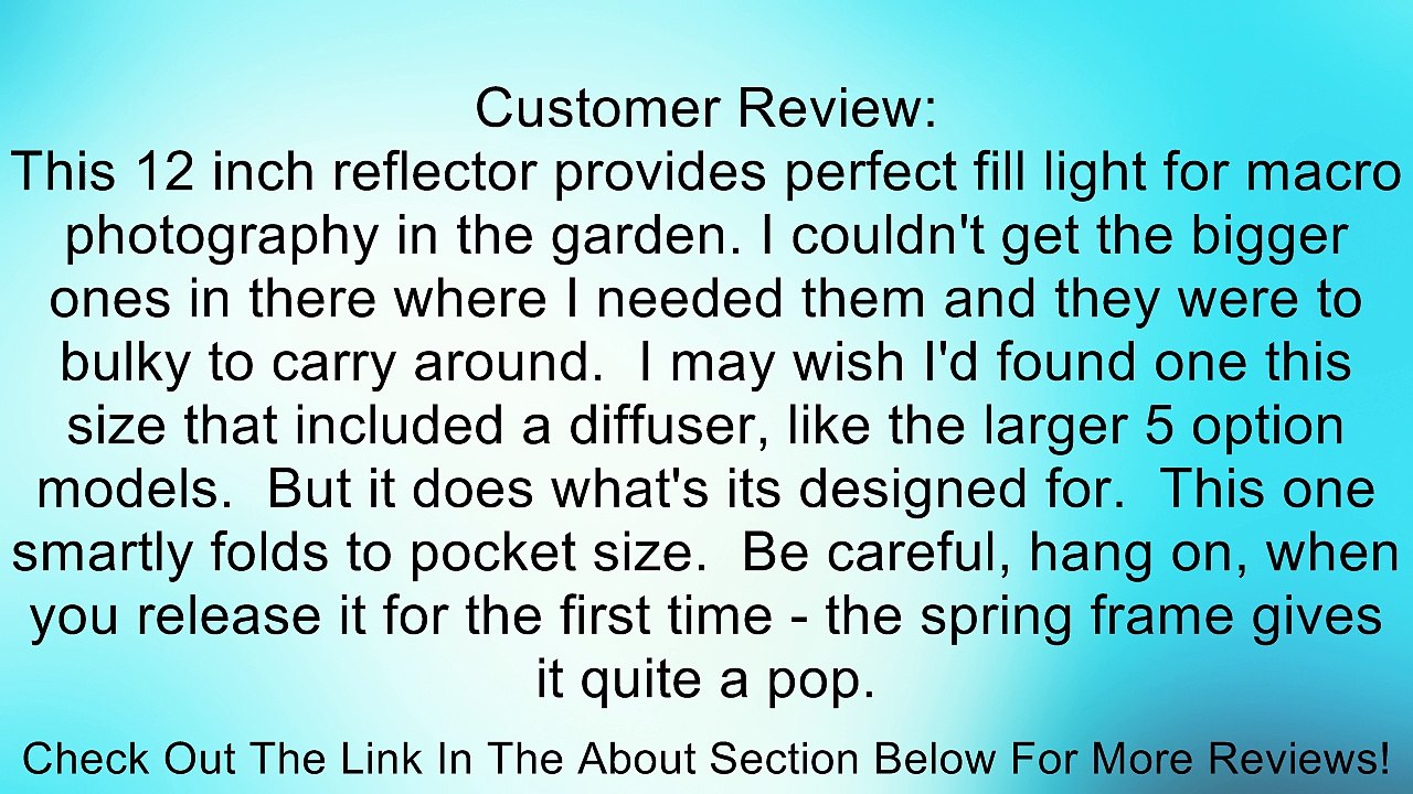 Interfit INT230 12-Inch Collapsible Reflector Soft Sun/ White Review