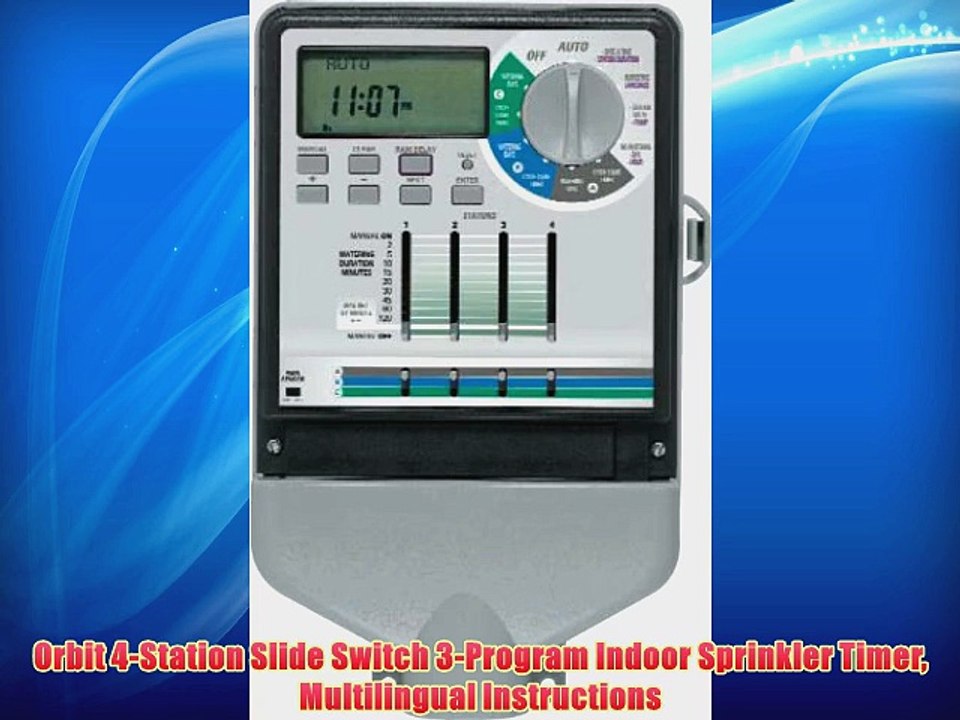 Orbit 4-Station Slide Switch 3-Program Indoor Sprinkler Timer Multilingual Instructions