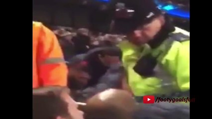 Neymar tries to fight with a Manchester City fan