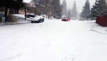 Nissan GTR drifting on snow.