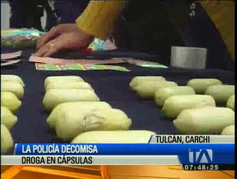 Policía decomisa droga en cápsulas y laminas adhesivas en Carchi