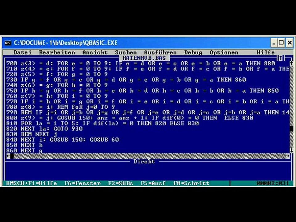 raten und rechnen qbasic vonberg jsbach komplett