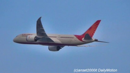 Boeing 787 Dramliner Air India takeoff from Hong Kong International Airport