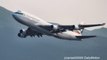 Boeing 747-400 Cathay Pacific Takeoff ion the Sunset. Hong Kong International Airport