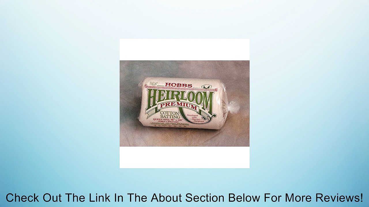 Hobbs Heirloom Quilt Batting 80% Cotton 20% Poly Twin Size Quilt Batting 72" x 90" Review