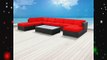 Luxxella Patio Mallina Outdoor Wicker Furniture 9-Piece All Weather Couch Sofa Set Red