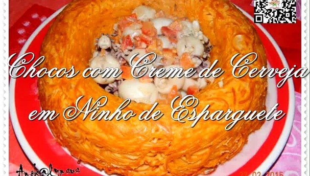 Chocos com Creme de Cerveja em Ninho de Esparguete