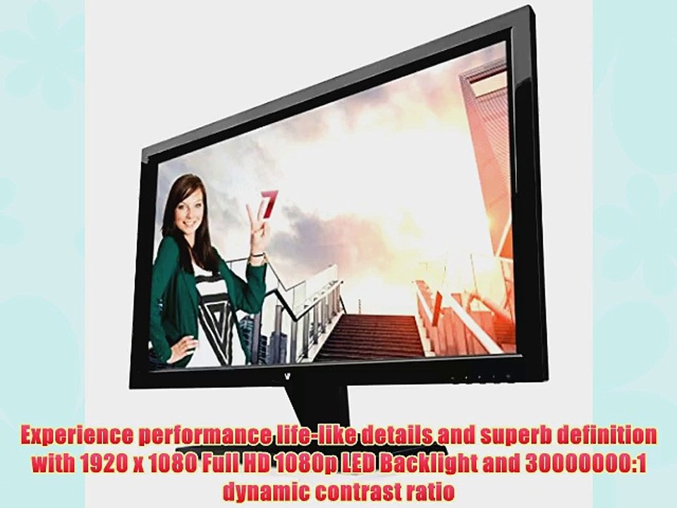 V7 L27000WHS-9N Widescreen 27-inch LED-lit Monitor Full HD 1080p VGA HDMI Speakers VESA