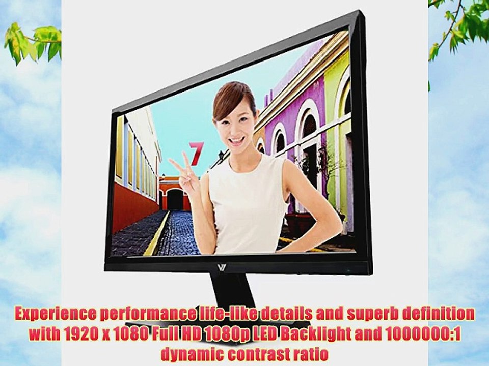 V7 L21500WDS-9N 22-inch class (21.5 viewable) LED-lit Monitor Full HD 1080p VGA DVI Speakers