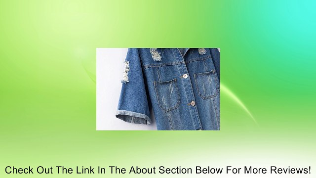 Women's Jeans Coats Frayed Short Sleeve Denim Trench Coat Plus Size Review