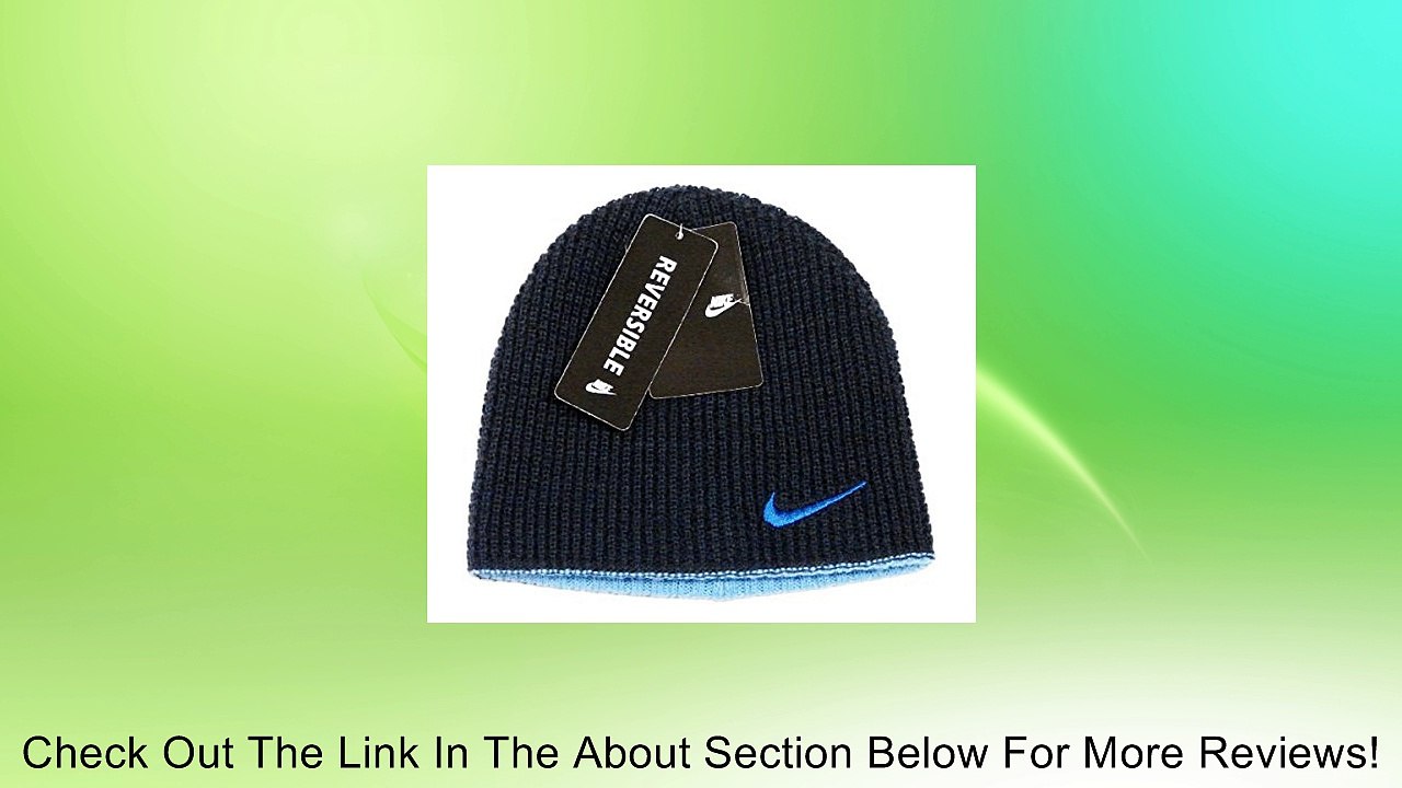 Nike Swoosh Reversible Blue Knit Beanie Skull Cap Boys 8-20 Review