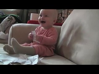 Baby Laughing Hysterically at Ripping Paper (Original)