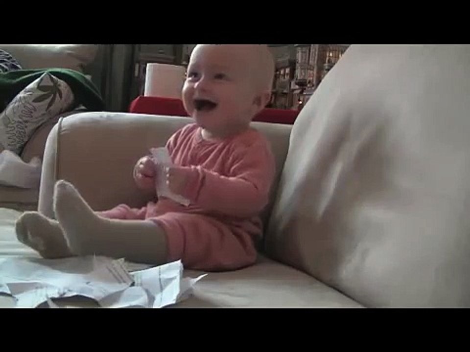 Baby Laughing Hysterically at Ripping Paper (Original)