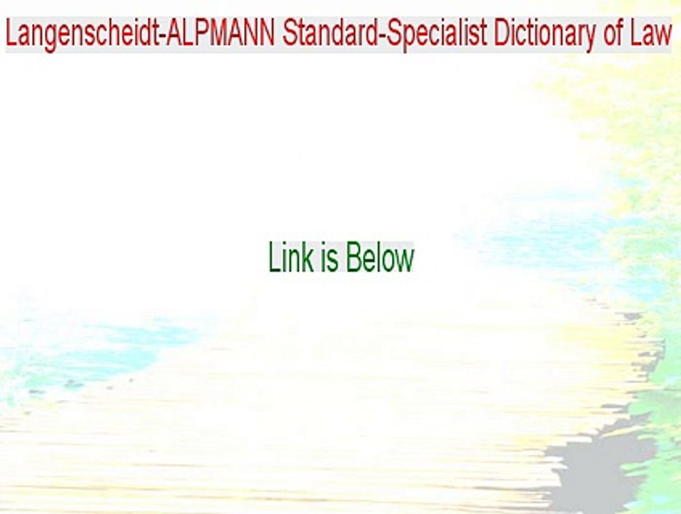 Langenscheidt-ALPMANN Standard-Specialist Dictionary of Law Download (Langenscheidt-ALPMANN Standard-Specialist Dictionary of Law 2015)
