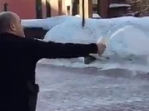 Glass of water instantly freezes in the air