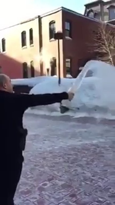 Glass of water instantly freezes in the air