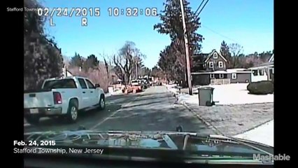 Dramatic house explosion in New Jersey captured on police dashcam