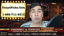 Tennessee Volunteers vs. Vanderbilt Commodores Free Pick Prediction NCAA College Basketball Odds Preview 2-26-2015