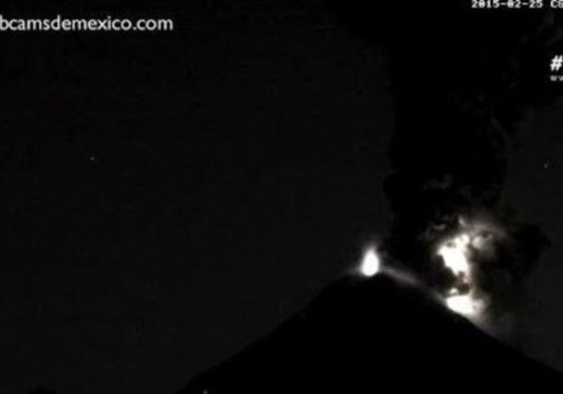 Volcán De Colima Erupts Before Dawn