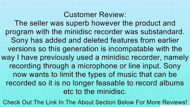 Sony MZ-NE410 High Speed Net MD Walkman Recorder Review