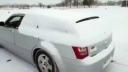 Using The Car’s Bass To Wipe Off The Snow