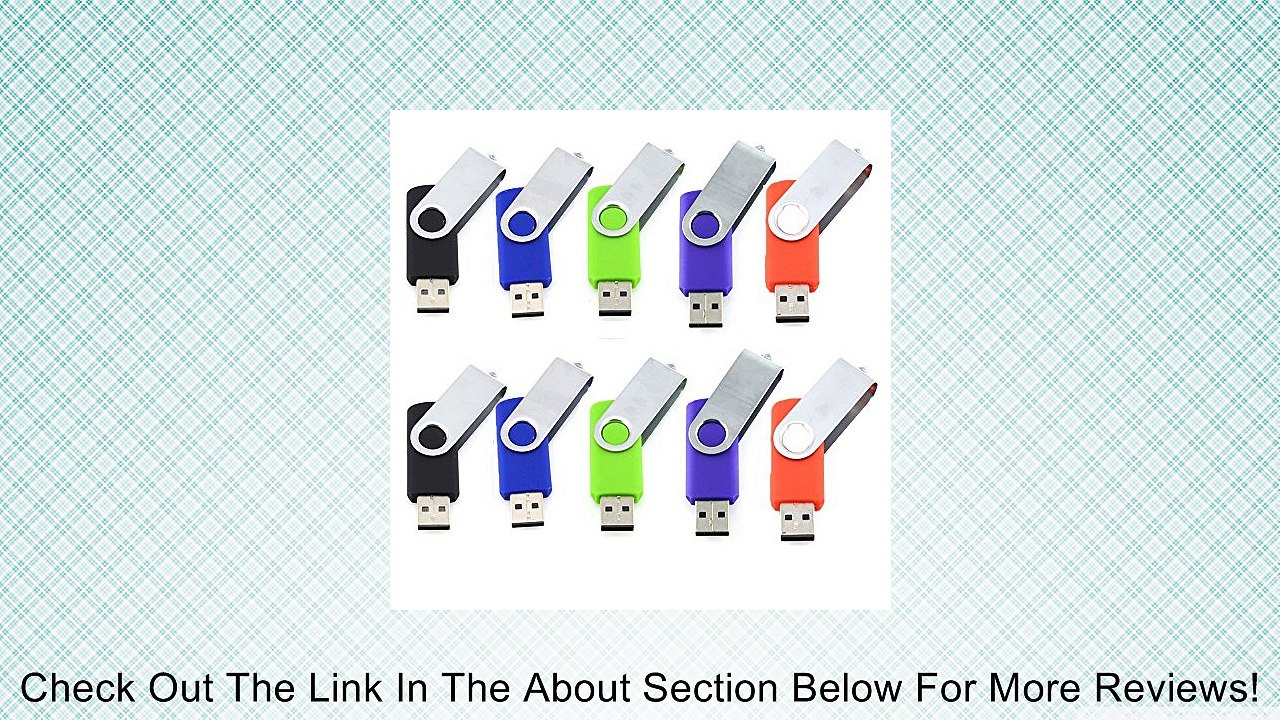 10pcs 2GB Swivel Design USB 2.0 Flash Drive Memory Stick (5 Mixed Colors: Black Blue Green Purple Red) Review