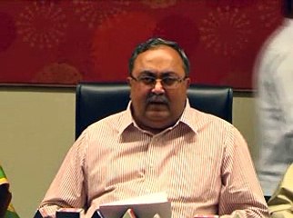 Saurabh Patel,FM at MOU signing ceremony at Gift city in Gandhinagar