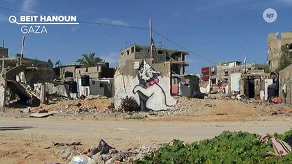 Banksy Paints Graffiti On Gaza Ruins