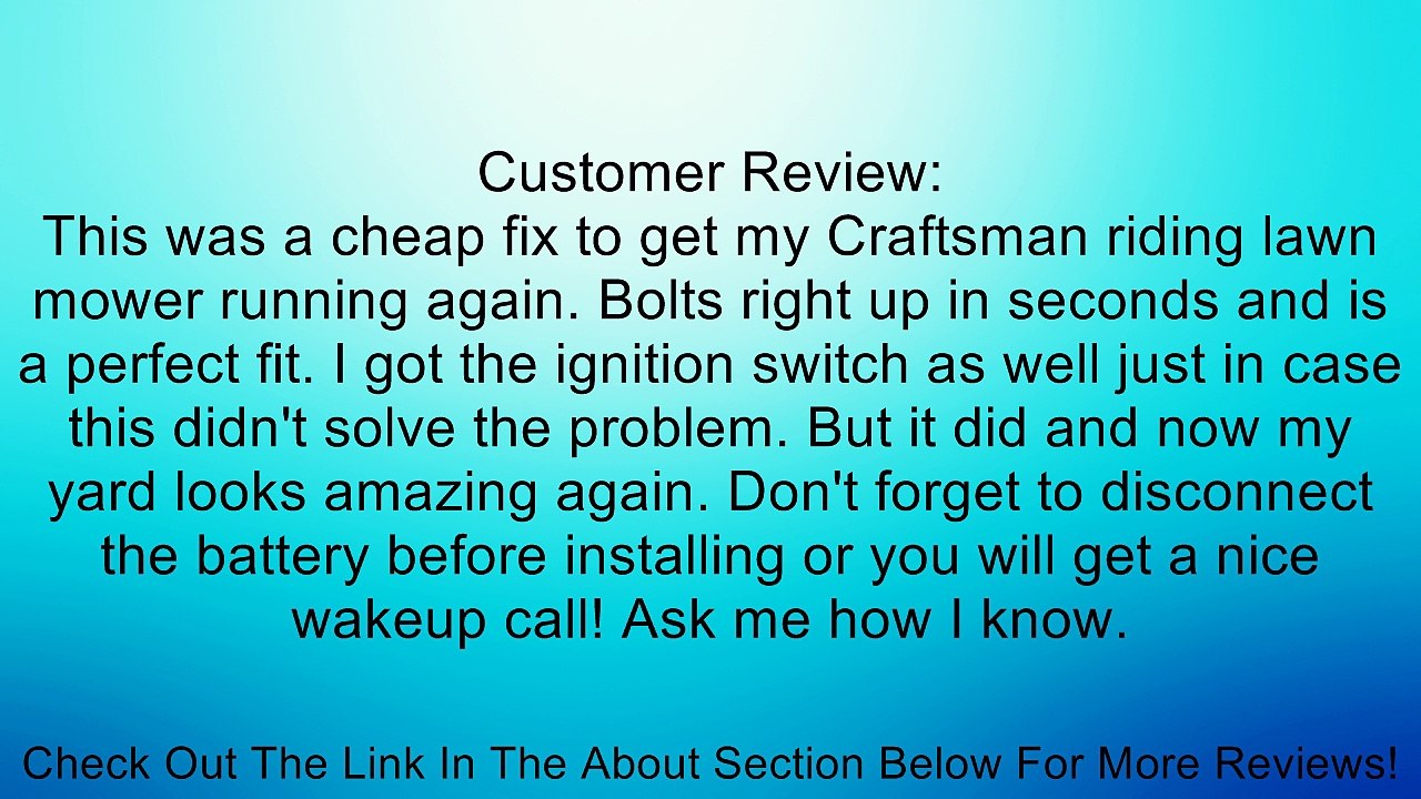 Craftsman Part # 146154, Solenoid Review