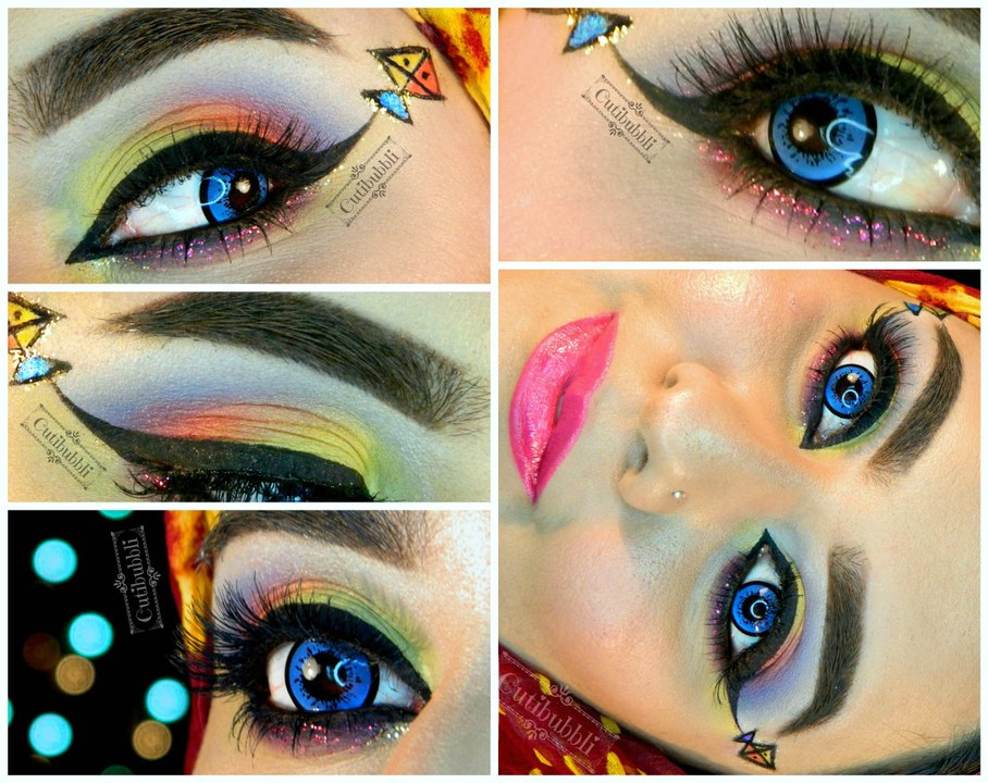 Colorful Makeup Look For Basant