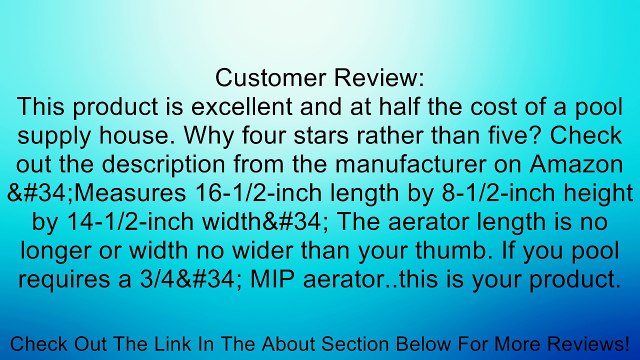 Pentair 86201500 Aerator Fitting Inlet Replacement Pool and Spa Specialty Fittings Review