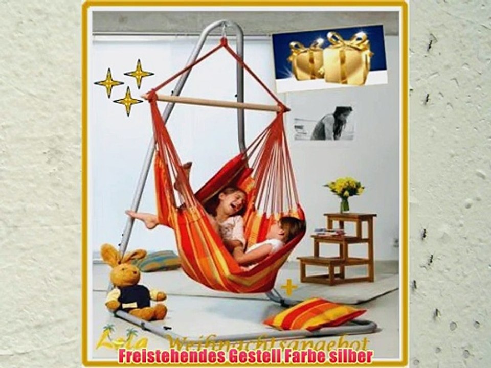 Hängesessel Gestell Luna silver und Hängesessel Brasil papaya Amazonas