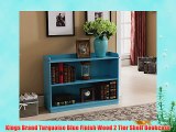Kings Brand Turquoise Blue Finish Wood 2 Tier Shelf Bookcase